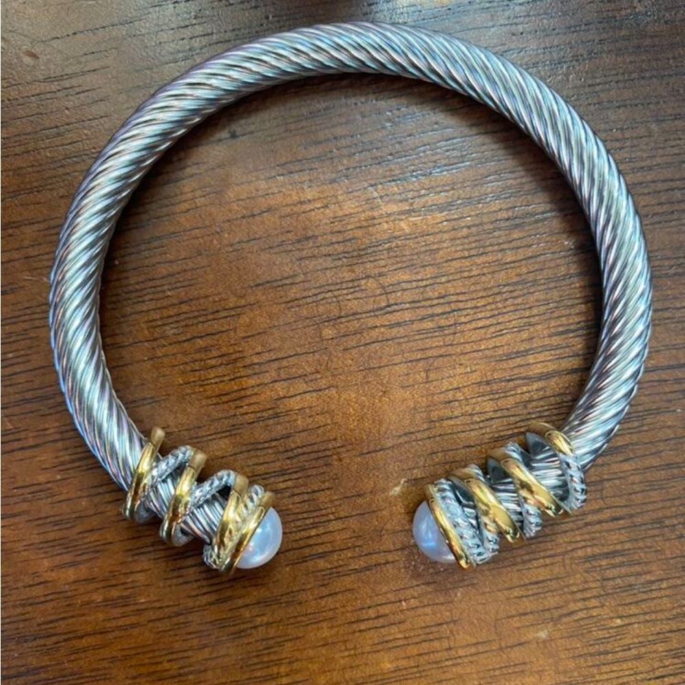 18K gold European Natural Pearl Cable Bracelet